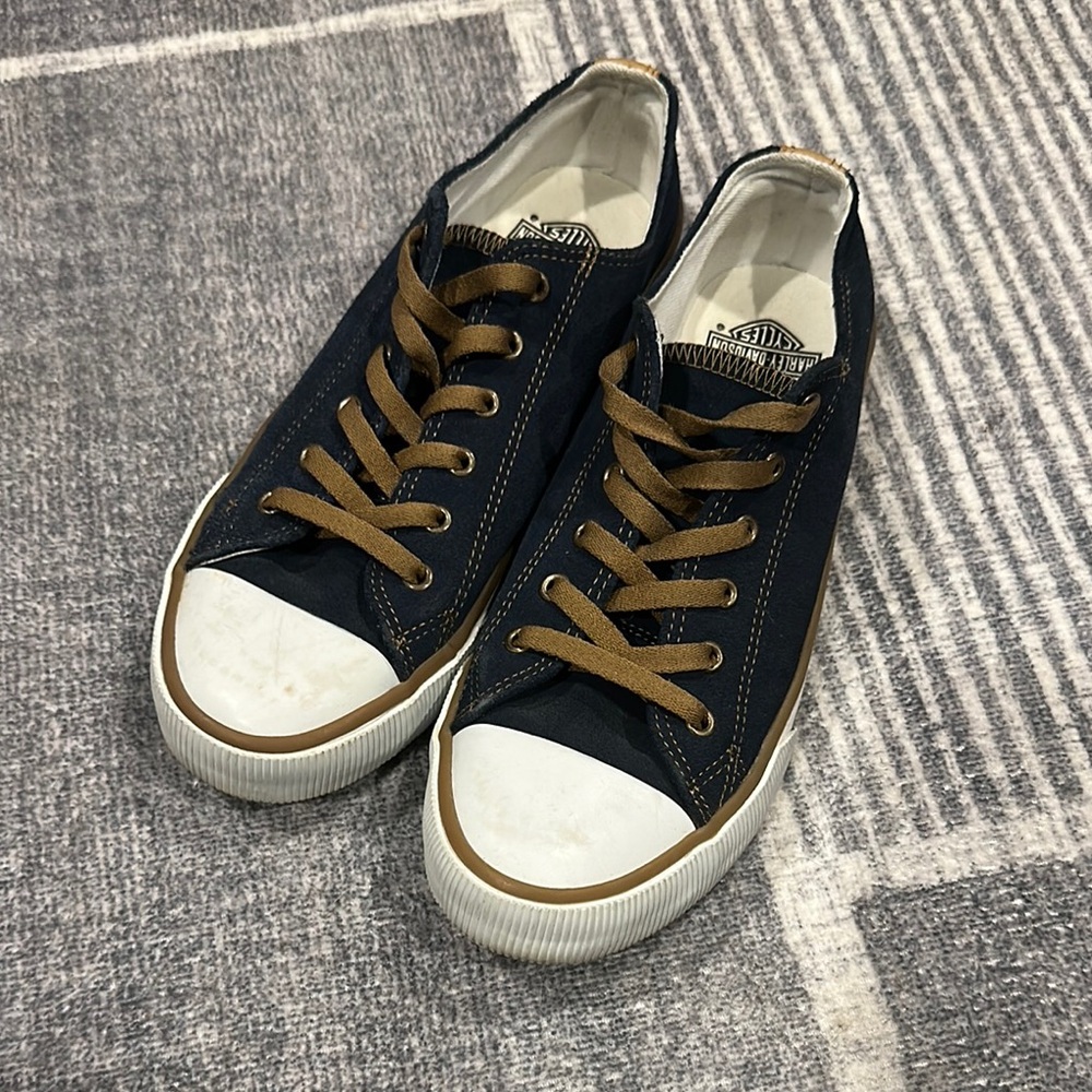 Harley Davidson Navy and Brown Lace Up Sneakers